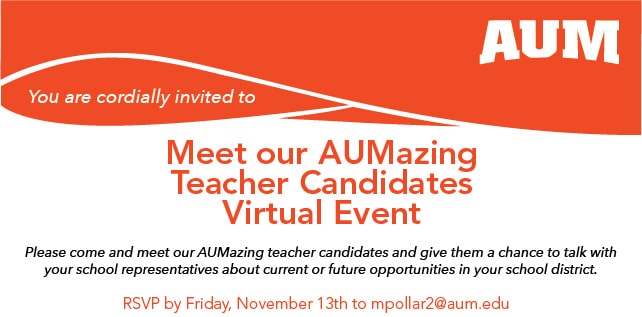 COE Meet AUMazing Teacher Candidates Virtual Event