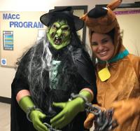 a person wearing a costume a person wearing a costume