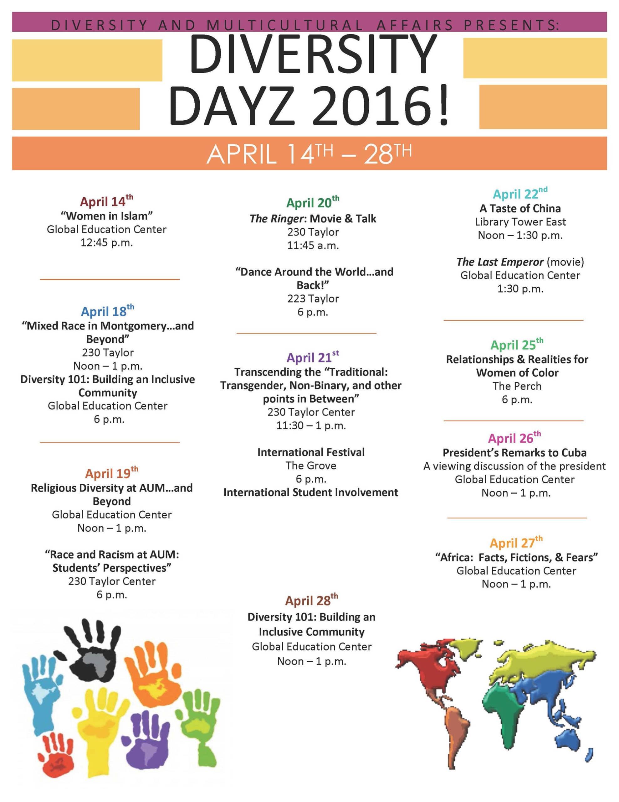 Diversity and Multicultural Affairs presents Diversity Dayz 2016