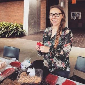 Jessica Sweatt at Unite Alabama's petition drive at AUM