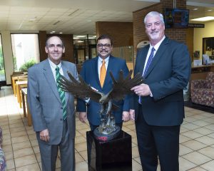 Chancellor Carl Stockton, Provost Mrinal Varma and Library Dean Phill Johnson