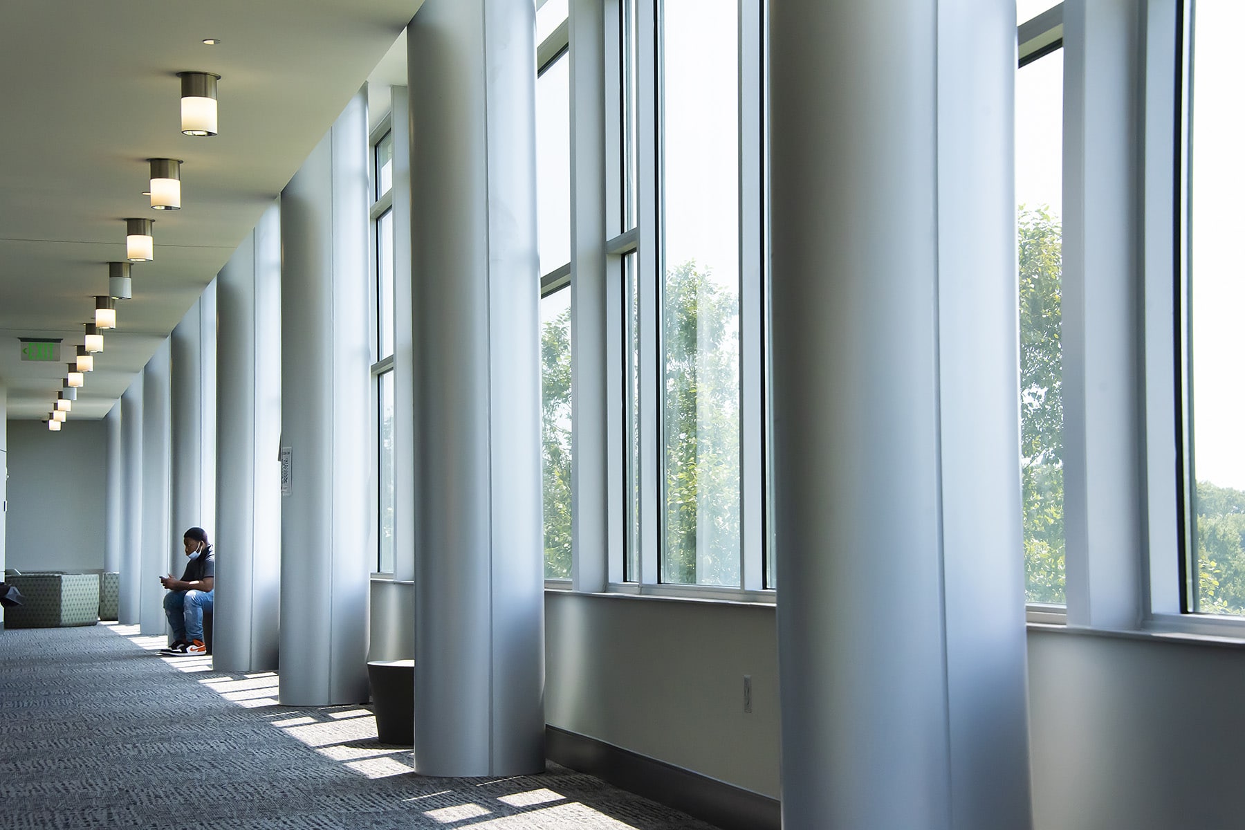 a room with a large window