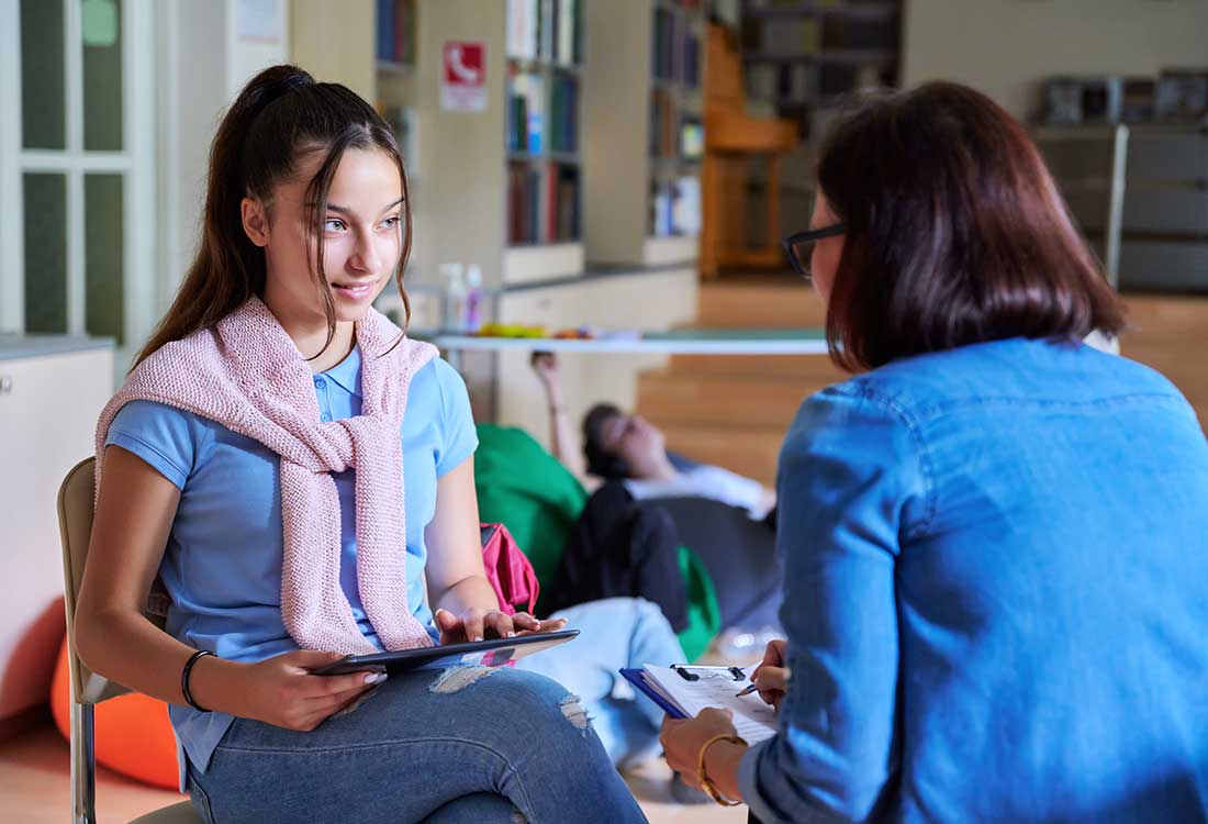 Counselor meeting with a patient