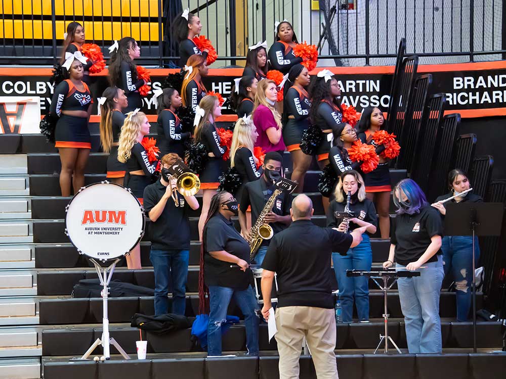 AUM Spirit Band Playing at a basketball game