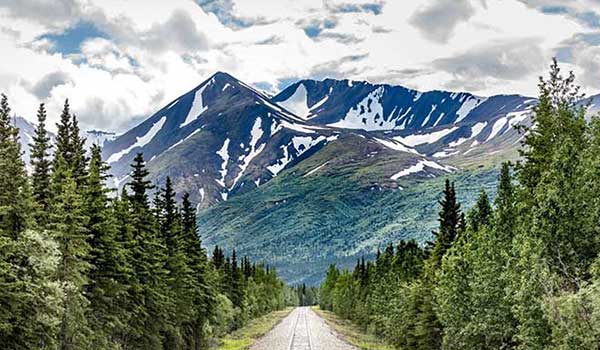 a view of a snow covered mountain