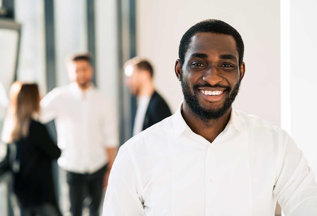 a man smiling for the camera