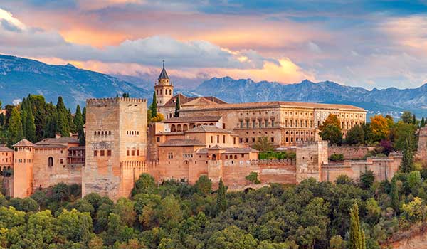 a castle like building with Alhambra in the background