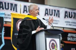 Dr. Rick Bright, addressing Auburn University at Montgomery's Spring 2023 graduating class.