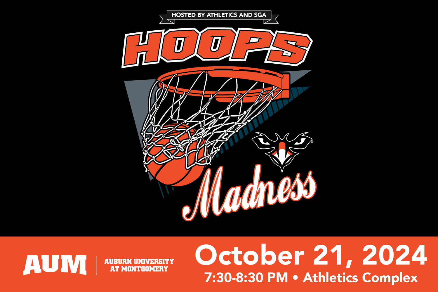 Hoops Madness at AUM. Monday, October 21, 2024. 7:30 - 8:30 PM at the AUM Athletics Complex.