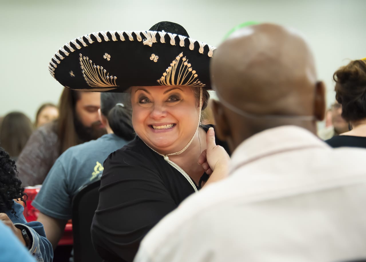 a person wearing a hat