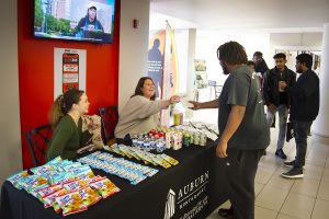 Grab N Go Breakfast tables set up in the Taylor Center.