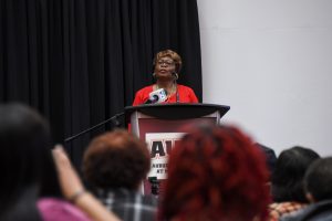 Sarah Collins Rudolph speaks at AUM's MLK breakfast.