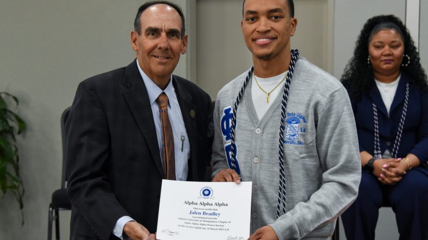 Jalen Bradley Receives Honor Certificate At Auburn University At Montgomery Ceremony.