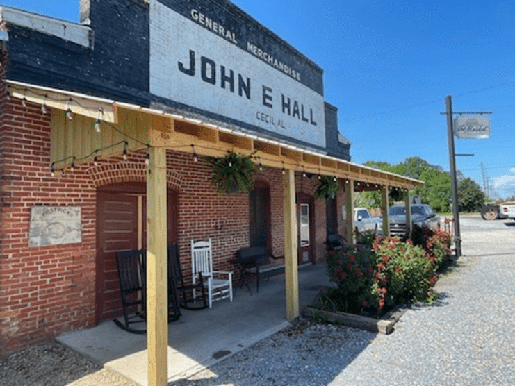 The store-front of the John E Hall restaurant.