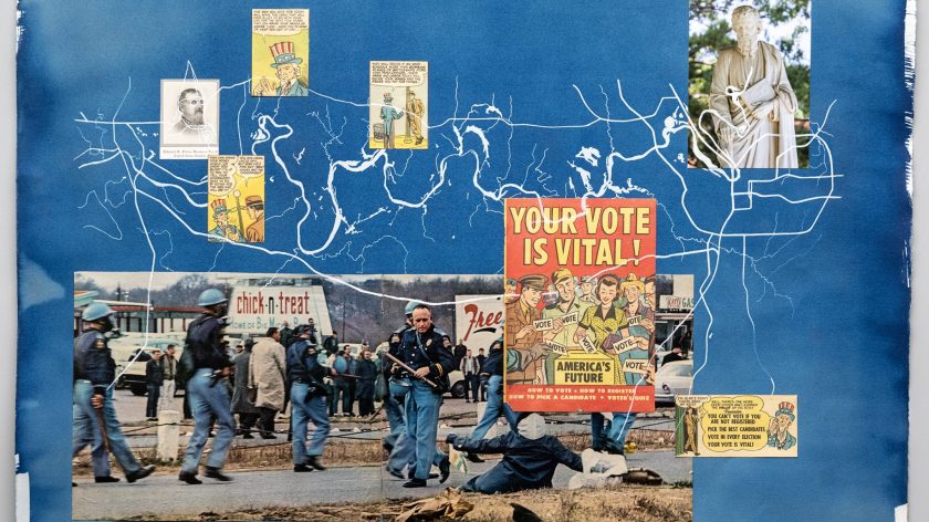 Collage With Historical Civil Rights Imagery, A Map, And A Your Vote Is Vital Poster, Highlighting Activism.