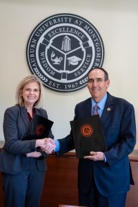 WCCD Dean of Instructional Affairs Leslie Reeder and AUM Chancellor Carl A. Stockton