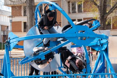 AUM students were able to ride a gyroscope at the CAB Carnival on the Quad.