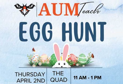 AUMTeach Egg Hunt at Auburn University at Montgomery, The Quad, Thursday April 2, 11 AM–1 PM, spring eggs and bunny.