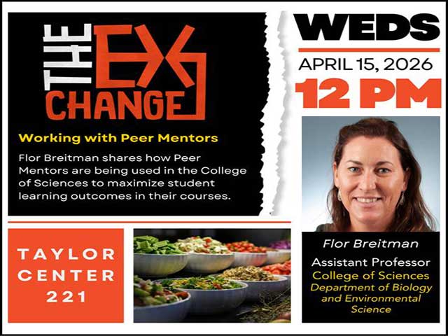 Auburn University at Montgomery The Exchange: Working with Peer Mentors, Apr 15, 2026, 12 PM Taylor Center 221; woman speaker