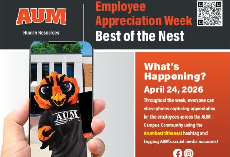 AUM Employee Appreciation Week—Best of the Nest with Warhawks mascot; April 24, 2026 at Auburn University at Montgomery