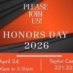 Auburn University at Montgomery Honors Day 2026, April 24, 2–3:30 p.m., Taylor Center 221–223.