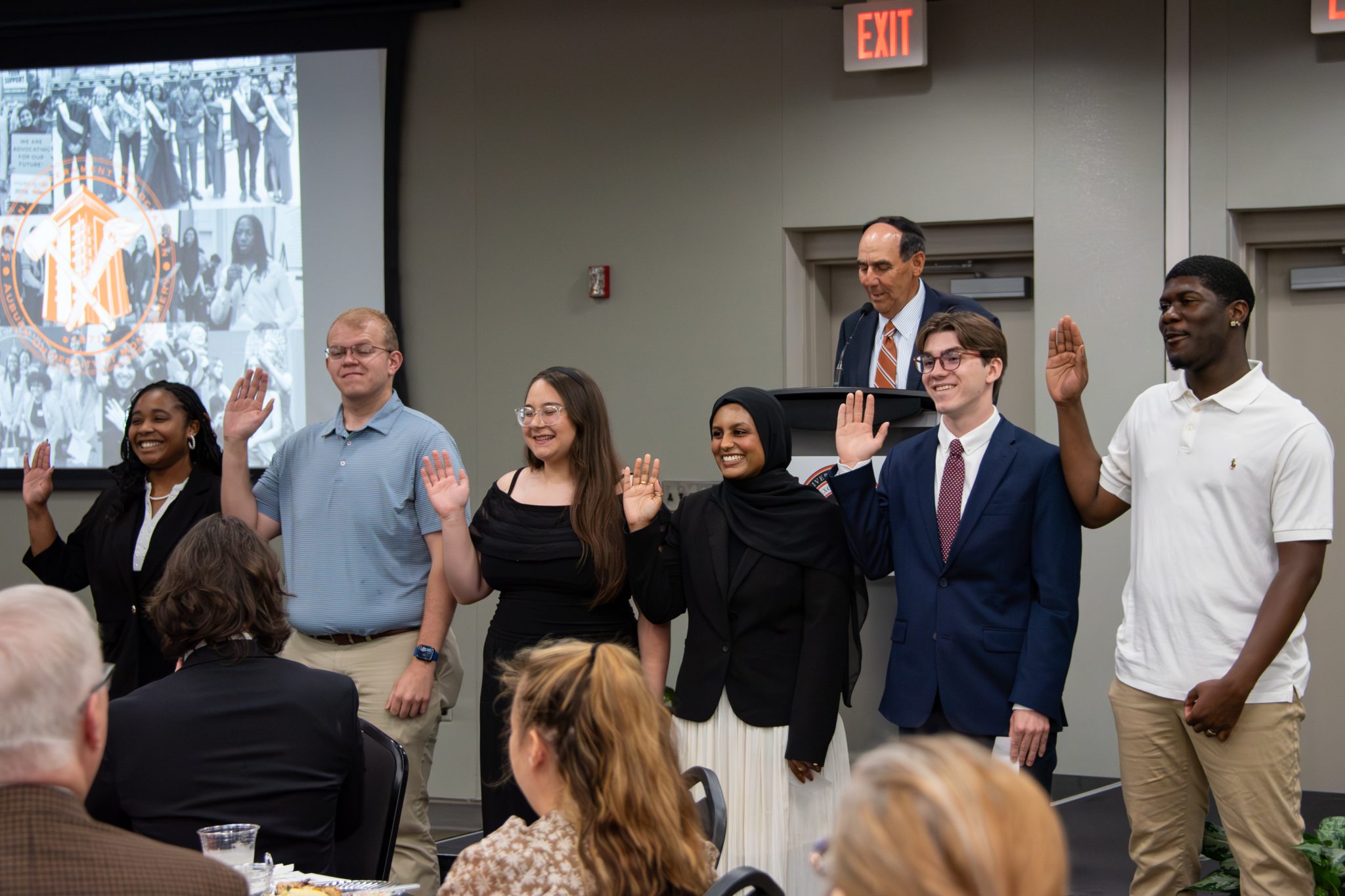 Auburn University at Montgomery students take an oath during the student government induction ceremony.