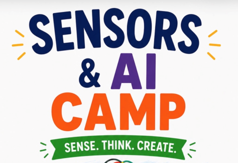 Auburn University at Montgomery Sensors & AI Camp banner with slogan 'Sense. Think. Create.'
