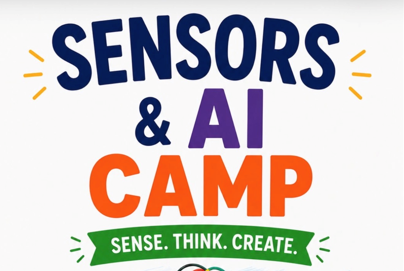 Auburn University at Montgomery Sensors & AI Camp banner with slogan 'Sense. Think. Create.'