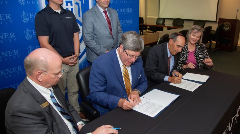 Auburn University At Montgomery And Faulkner University Officials Sign Partnership Agreement At Campus Ceremony