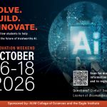 Auburn University at Montgomery Innovation Weekend Oct 16–18, 2026—AI: Solve, Build, Innovate. QR code to register.