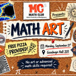 Auburn University at Montgomery Math Club Math Art flyer with fractals: free pizza, Mon Sept 21, 2pm, Goodwyn Hall 201.
