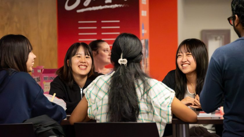 Auburn University At Montgomery Students Laughing Together In The Student Center At An Orientation