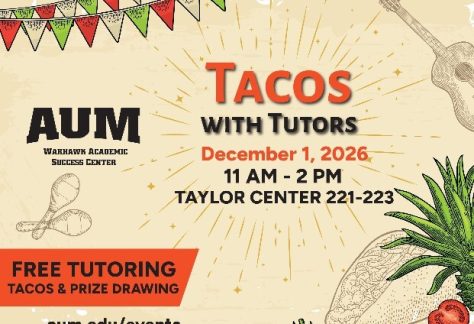 Auburn University at Montgomery Tacos with Tutors: free tutoring, tacos & prizes, Dec 1, 2026 11am–2pm, Taylor Center 221–223