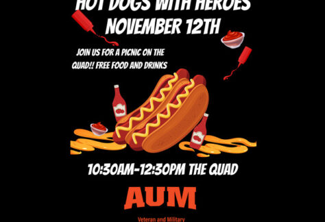 Auburn University at Montgomery Hot Dogs with Heroes Nov 12, 10:30–12:30, Quad; free food; Veteran & Military Resource Center