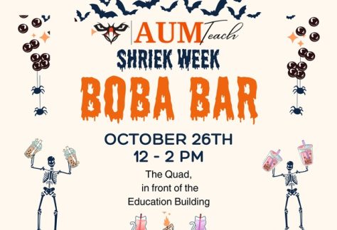 AUMTeach Shriek Week Boba Bar at Auburn University at Montgomery—Oct 26, 12–2 PM, The Quad in front of the Education Building