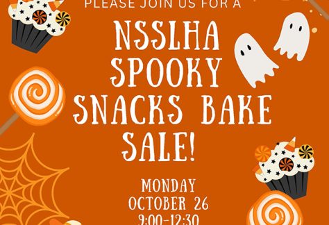 Auburn University at Montgomery NSSLHA Spooky Snacks Bake Sale flyer, Monday Oct 26, 9:00–12:30.